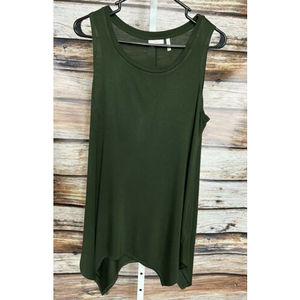 Logo Lori Goldstein Layers Asymmetrical Scoop Neck Pullover Tank Top Small Green